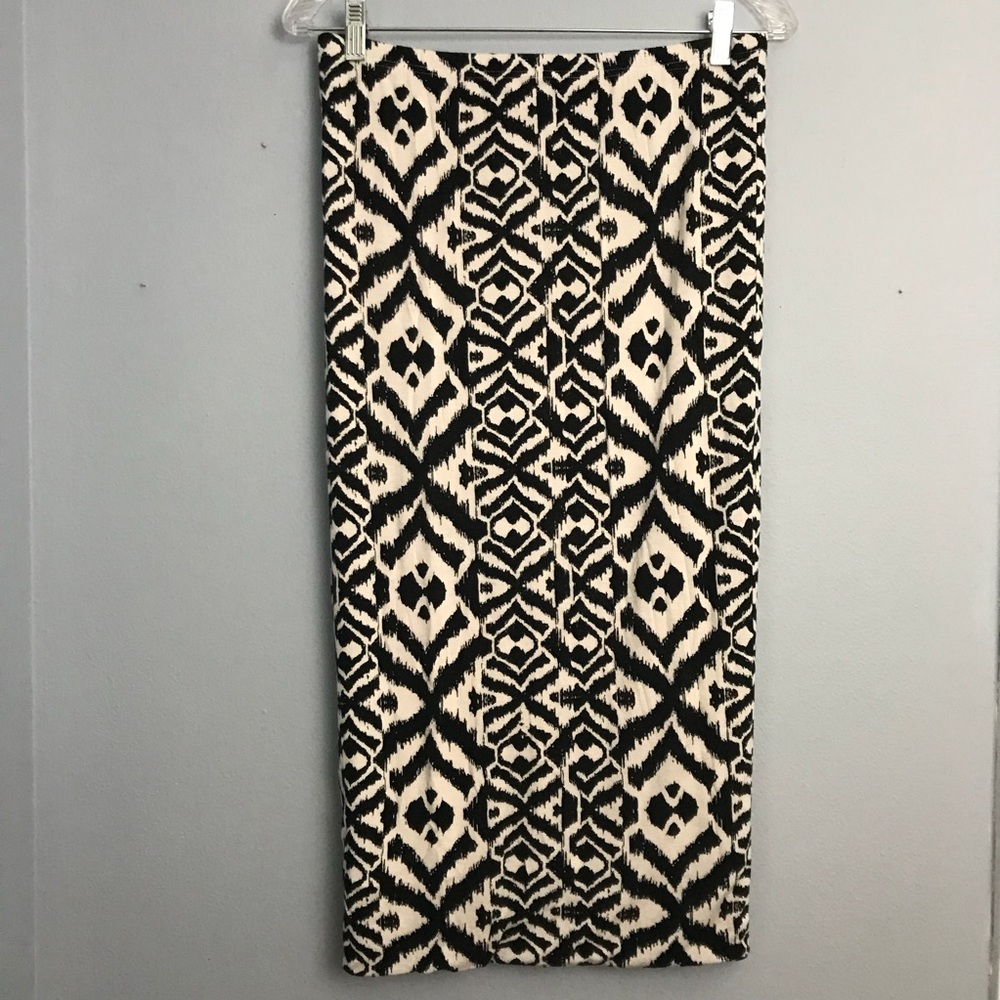 Black and White Geometric Midi Skirt Large